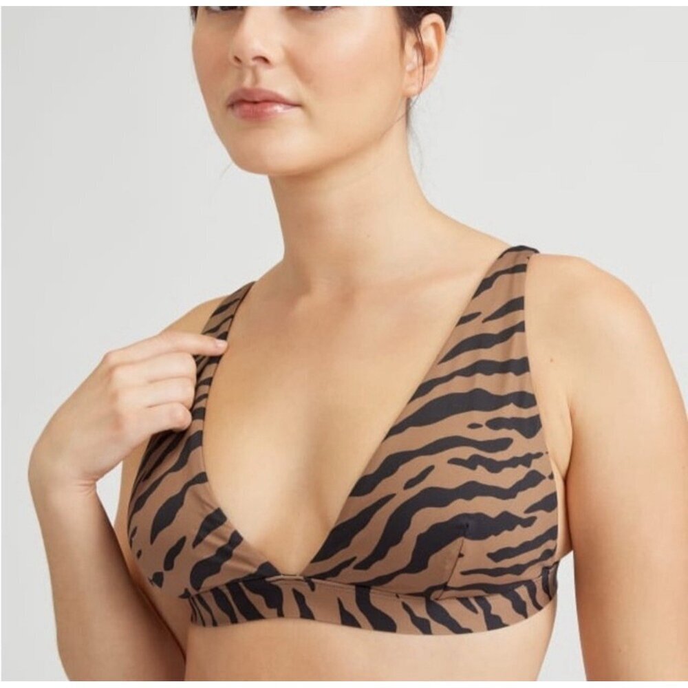 Everlane Bikini Top in Tiger Stripe Medium ReNew Plunge Triangle Top